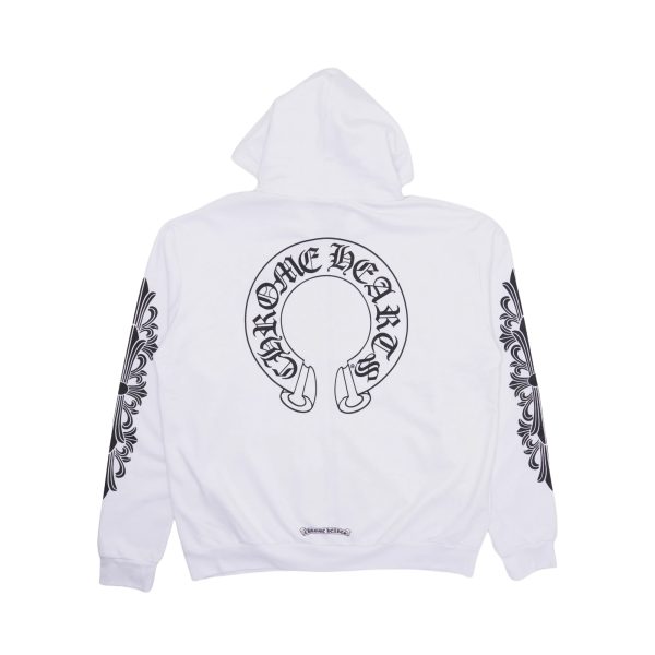 Chrome Hearts Horseshoe Floral Zip Up Hoodie White