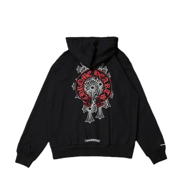Chrome Hearts Red Horseshoe Cross Cemetery Zip Up Hoodie