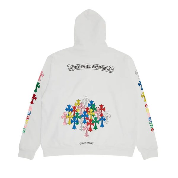 Chrome Hearts Multicolor Cross Hoodie White