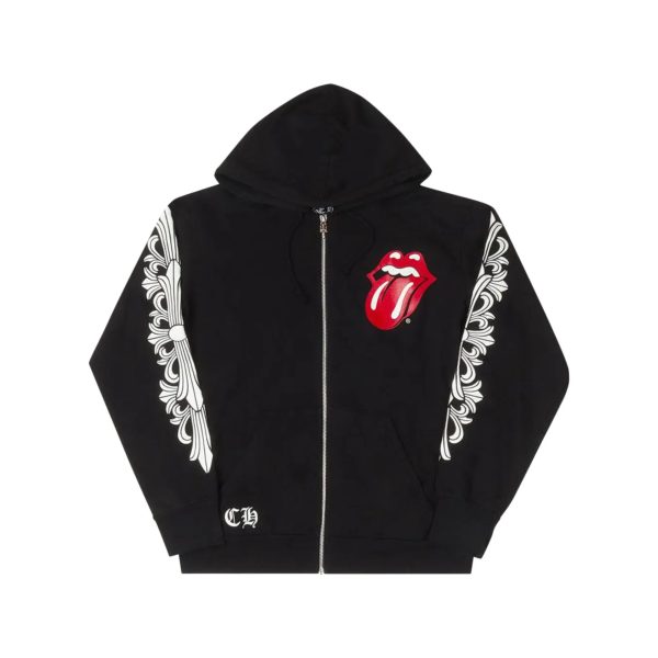 Chrome Hearts Rolling Stones Zip Up Hoodie Black