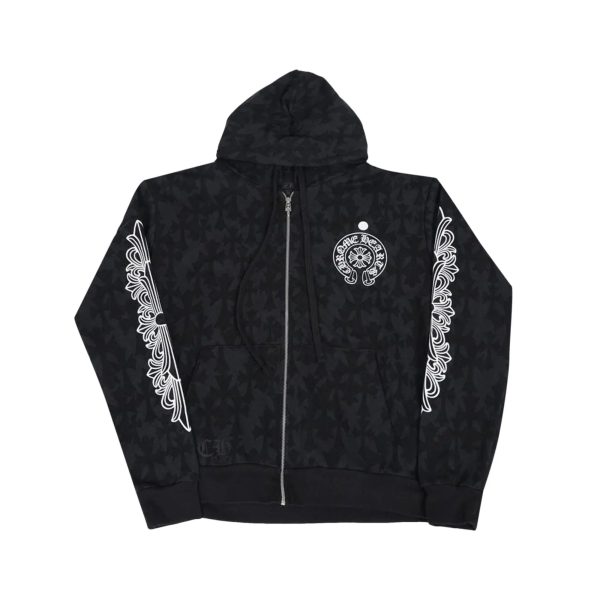 Chrome Hearts Cross Cemetery Monogram Zip Up Hoodie