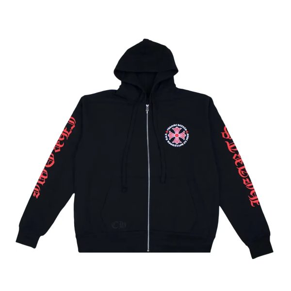 Chrome Hearts Made In Hollywood Red Cross Zip Up Hoodie