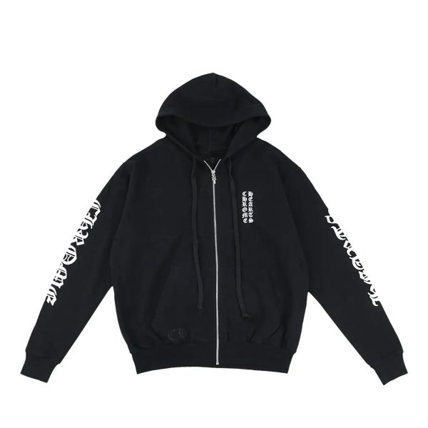 Chrome Hearts Vertical Logo Zip Up Hoodie