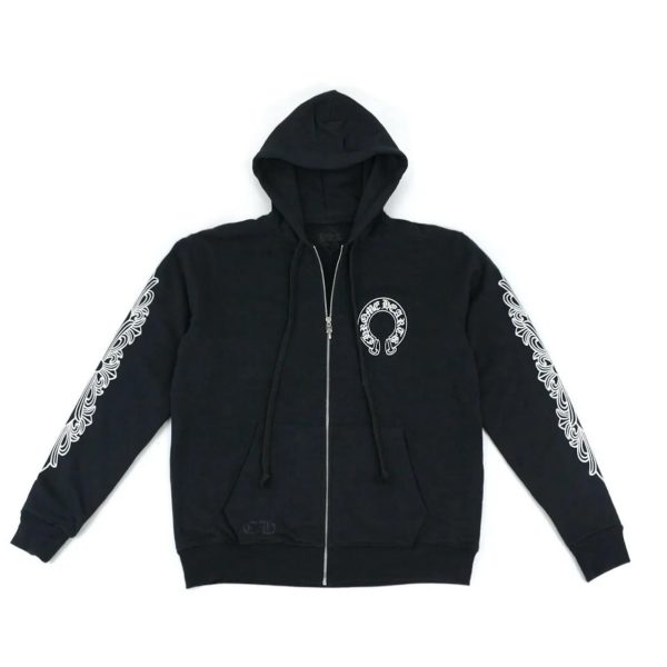 Chrome Hearts Horseshoe Floral Zip Up Hoodie