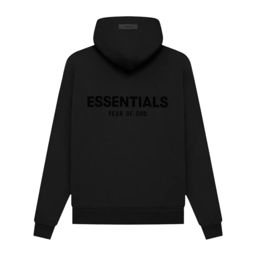 Essentials Back Text Hoodie Multiple Colors in Black