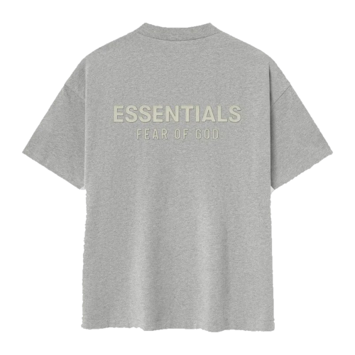 Essentials Rear Text Shirt in Heather Light Grey