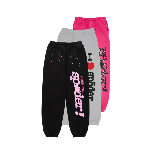 Sp5der Puff Print Vertical Text Sweatpants (Multiple Colors)