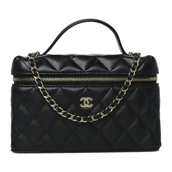 Chanel Caviar Slim Vanity Bag in Black