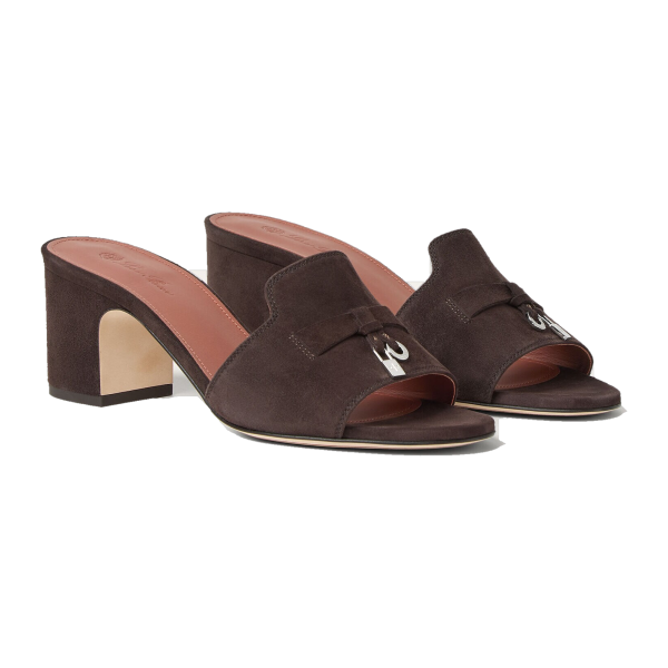 Loro Piana Summer Charms Sandal Heels Multiple Colors in Espresso
